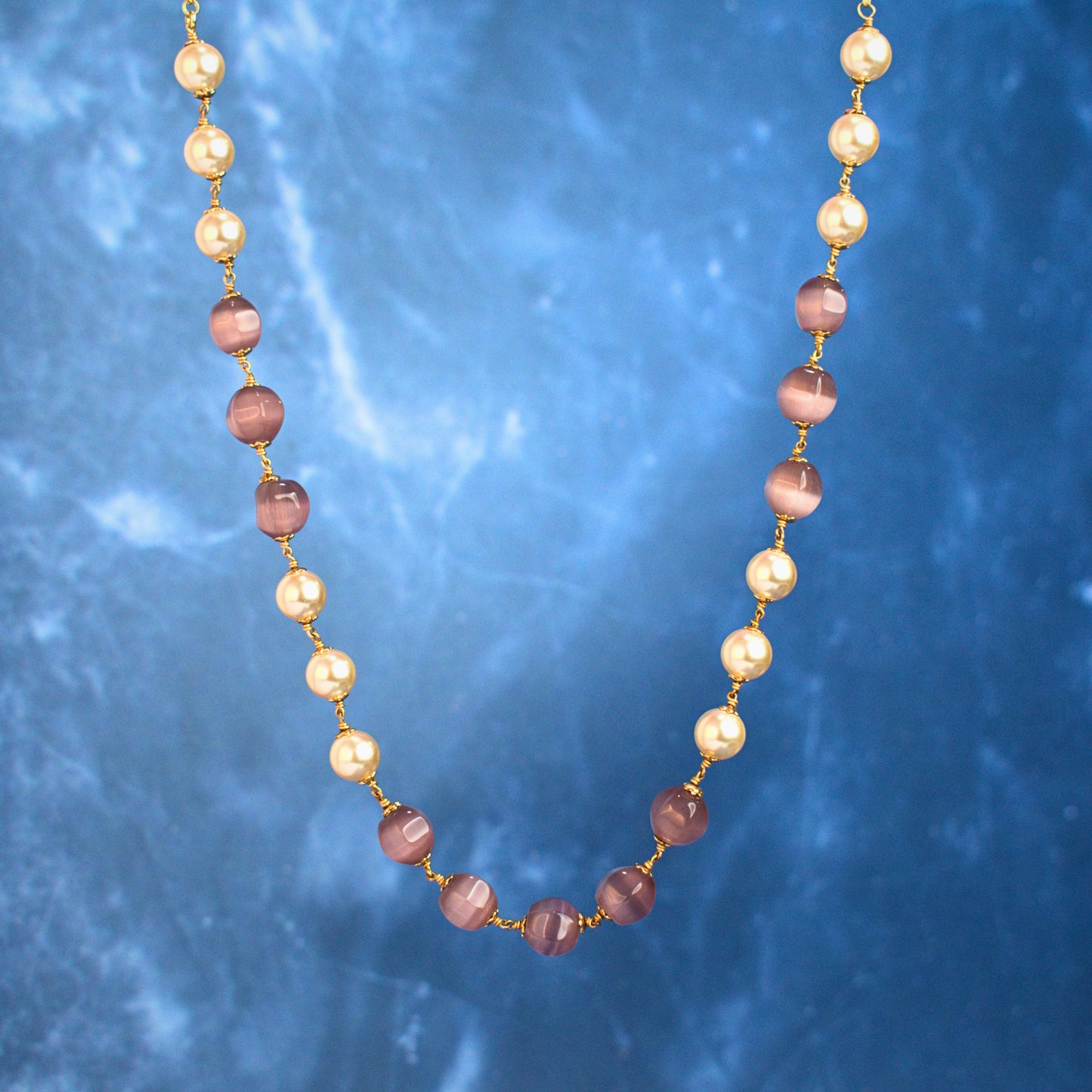 Udbhava Handcrafted Kattu Theega Necklace with Monalisa Beads & Imitation Pearls