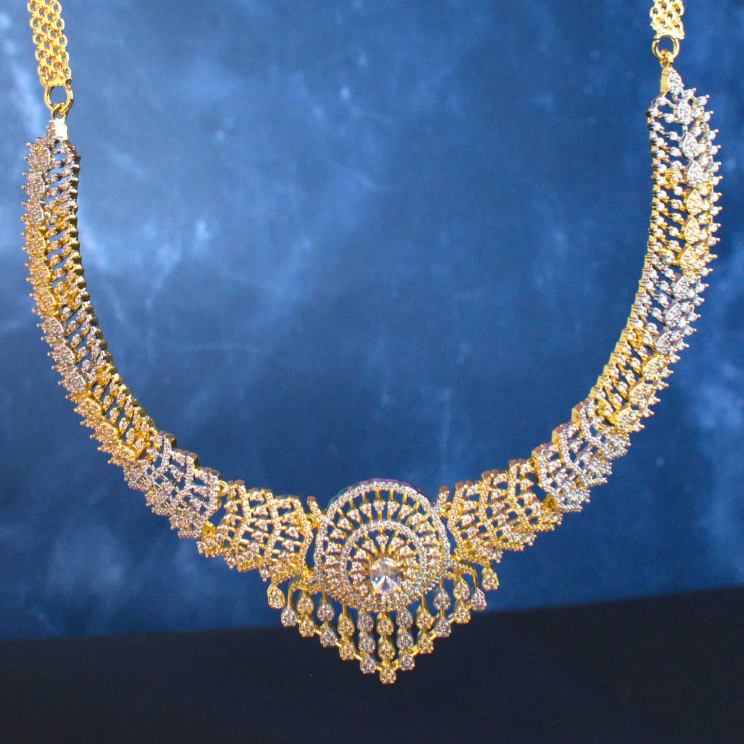 Udbhava Premium Dual Tone CZ Necklace Set with Earrings