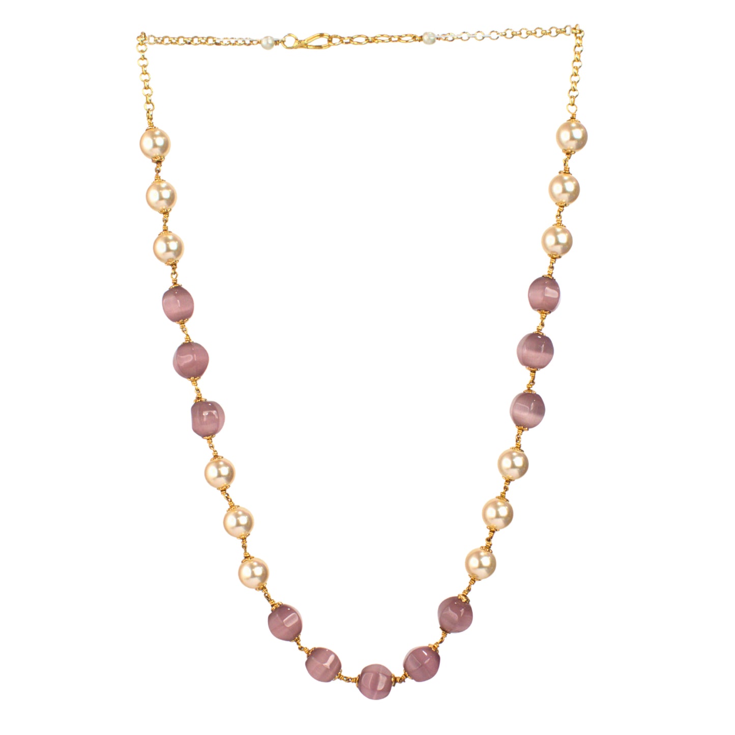 Udbhava Handcrafted Kattu Theega Necklace with Monalisa Beads & Imitation Pearls