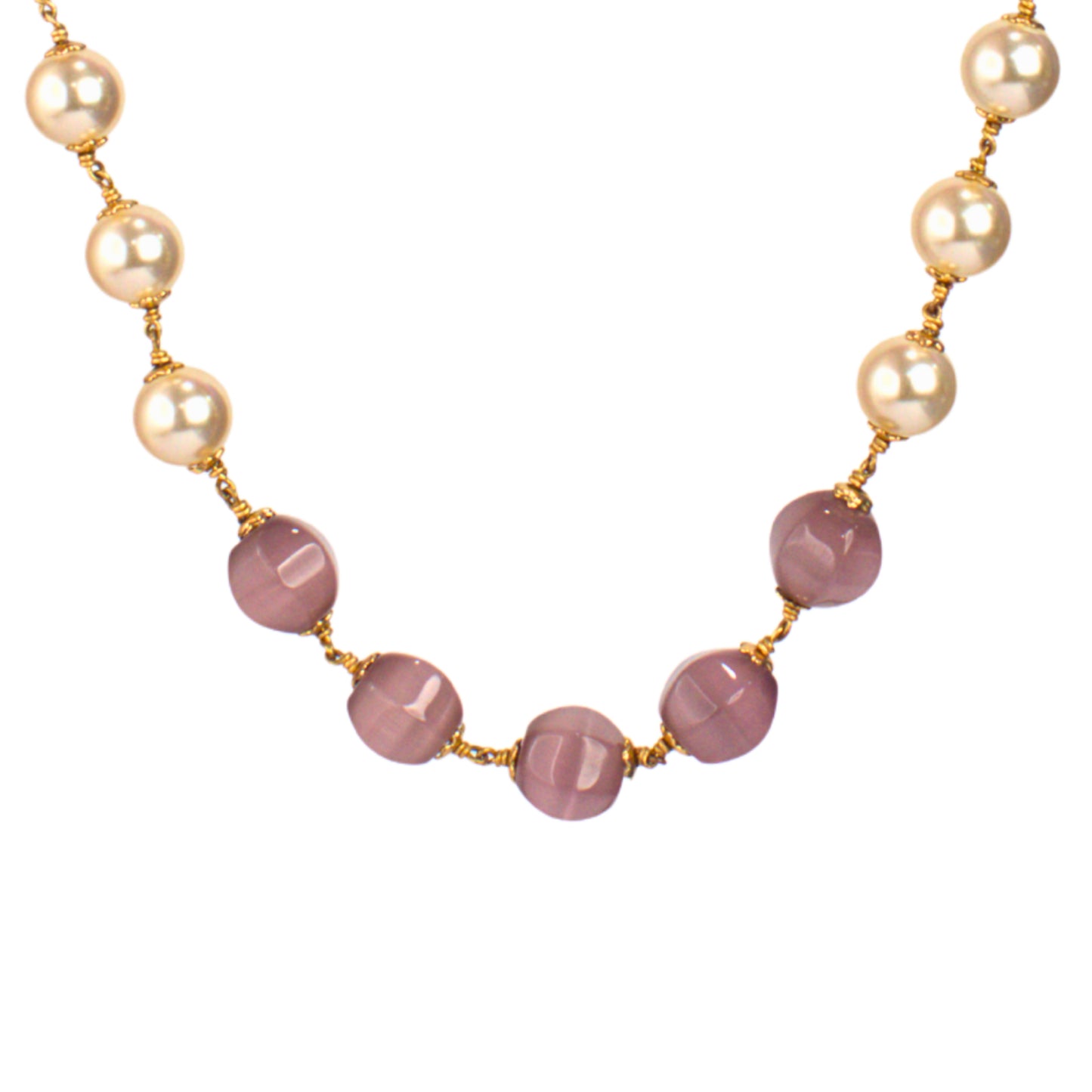 Udbhava Handcrafted Kattu Theega Necklace with Monalisa Beads & Imitation Pearls