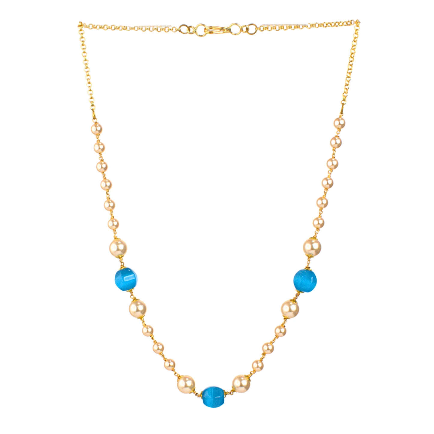 Udbhava Handcrafted Kattu Theega Necklace with Monalisa Beads & Imitation Pearls