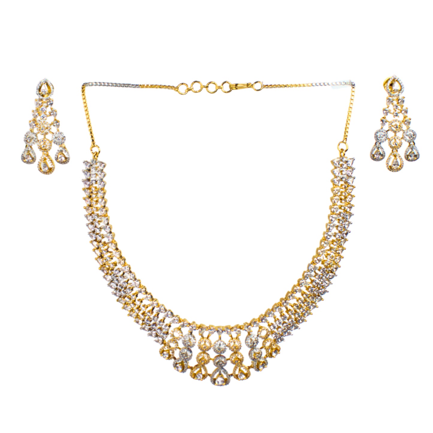 Udbhava Dual Tone CZ Necklace Set with Earrings