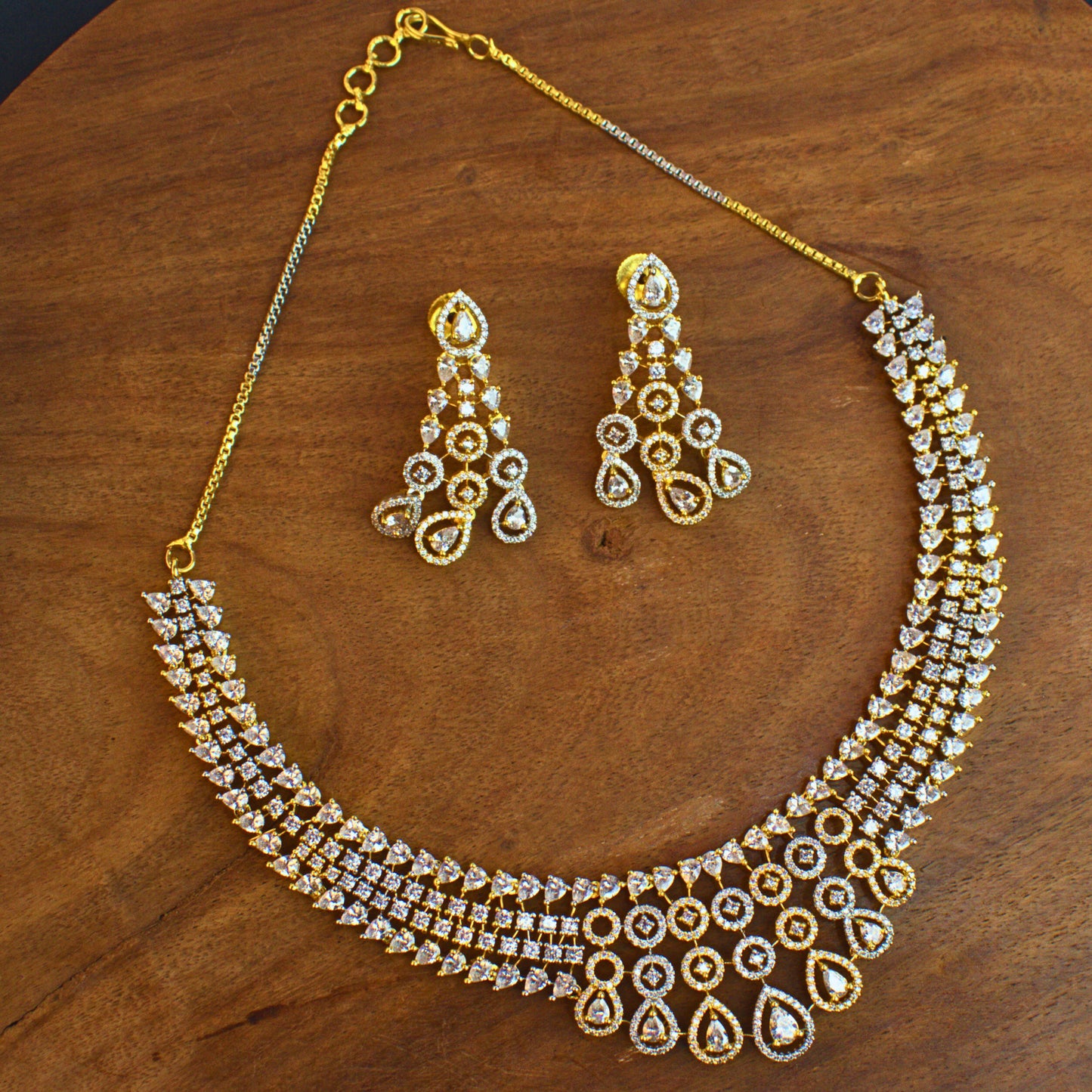 Udbhava Dual Tone CZ Necklace Set with Earrings
