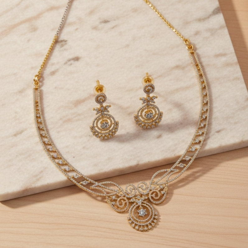 Udbhava Elegant CZ Necklace Set with Earrings