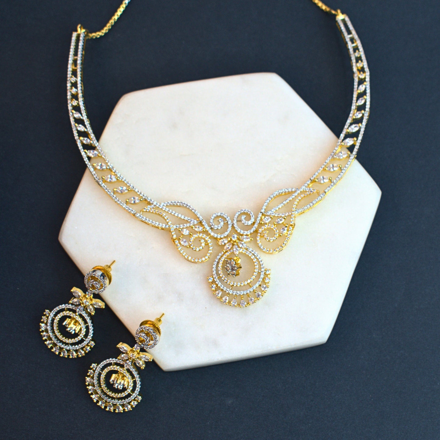 Udbhava Elegant CZ Necklace Set with Earrings