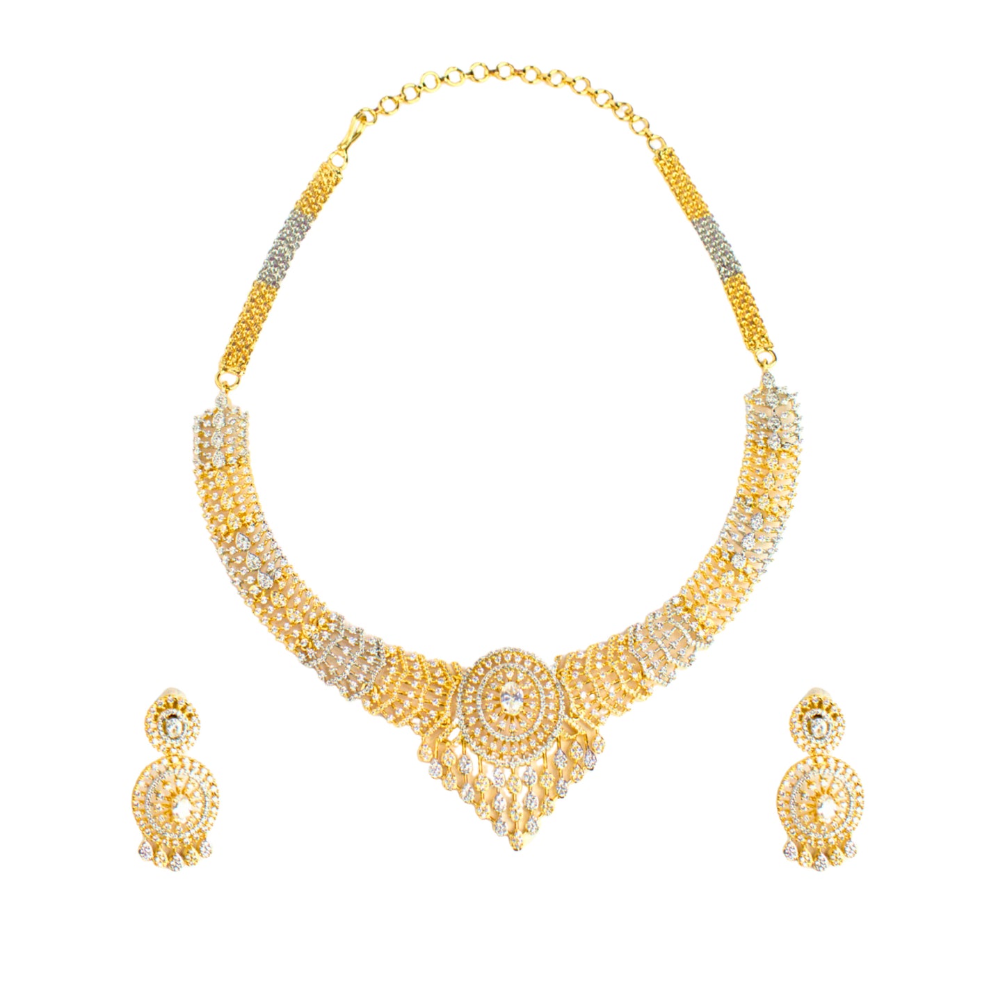 Udbhava Premium Dual Tone CZ Necklace Set with Earrings