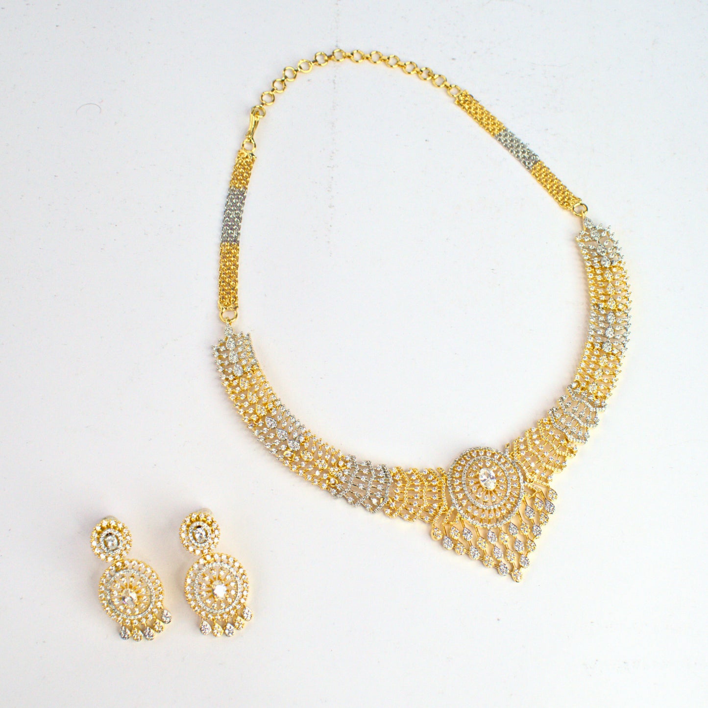 Udbhava Premium Dual Tone CZ Necklace Set with Earrings