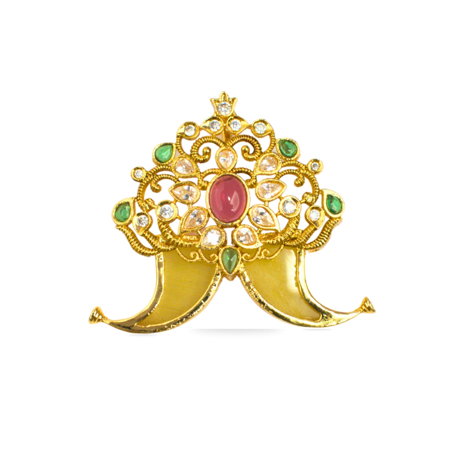 Udbhava Nakshi Temple Design CZ Pendant – Antique Gold Plated