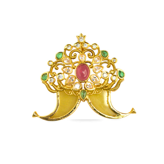 Udbhava Nakshi Temple Design CZ Pendant – Antique Gold Plated
