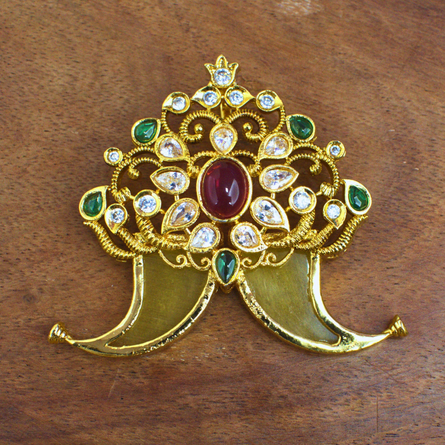 Udbhava Nakshi Temple Design CZ Pendant – Antique Gold Plated