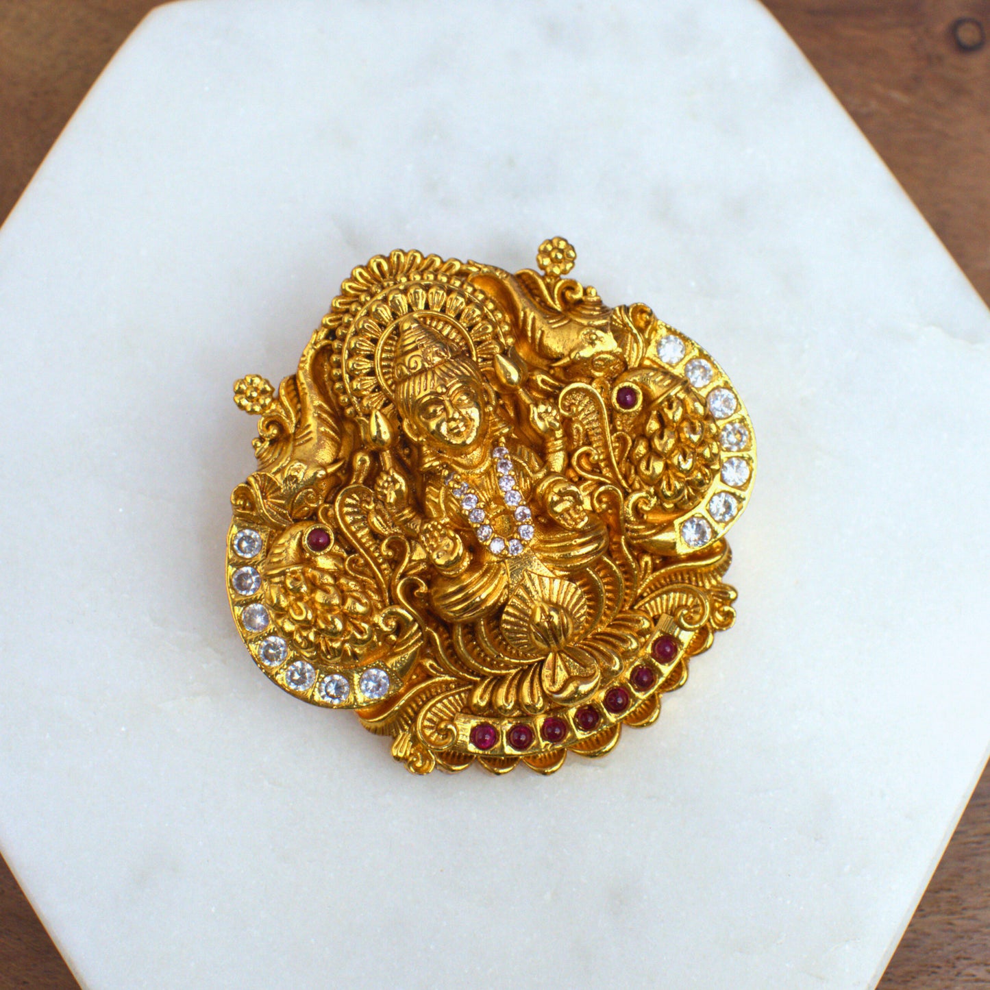 Nakshi Lakshmi Temple Pendant with CZ Stone Work