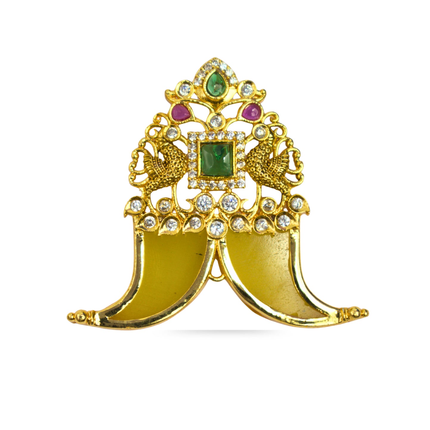Udbhava Traditional Nakshi Pendant with Green Stone – Temple Jewellery Design
