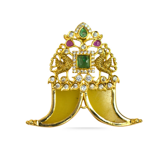 Udbhava Traditional Nakshi Pendant with Green Stone – Temple Jewellery Design