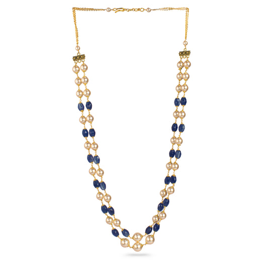 Two Layer Kattu Theega Handcrafted CZ Beaded Necklace