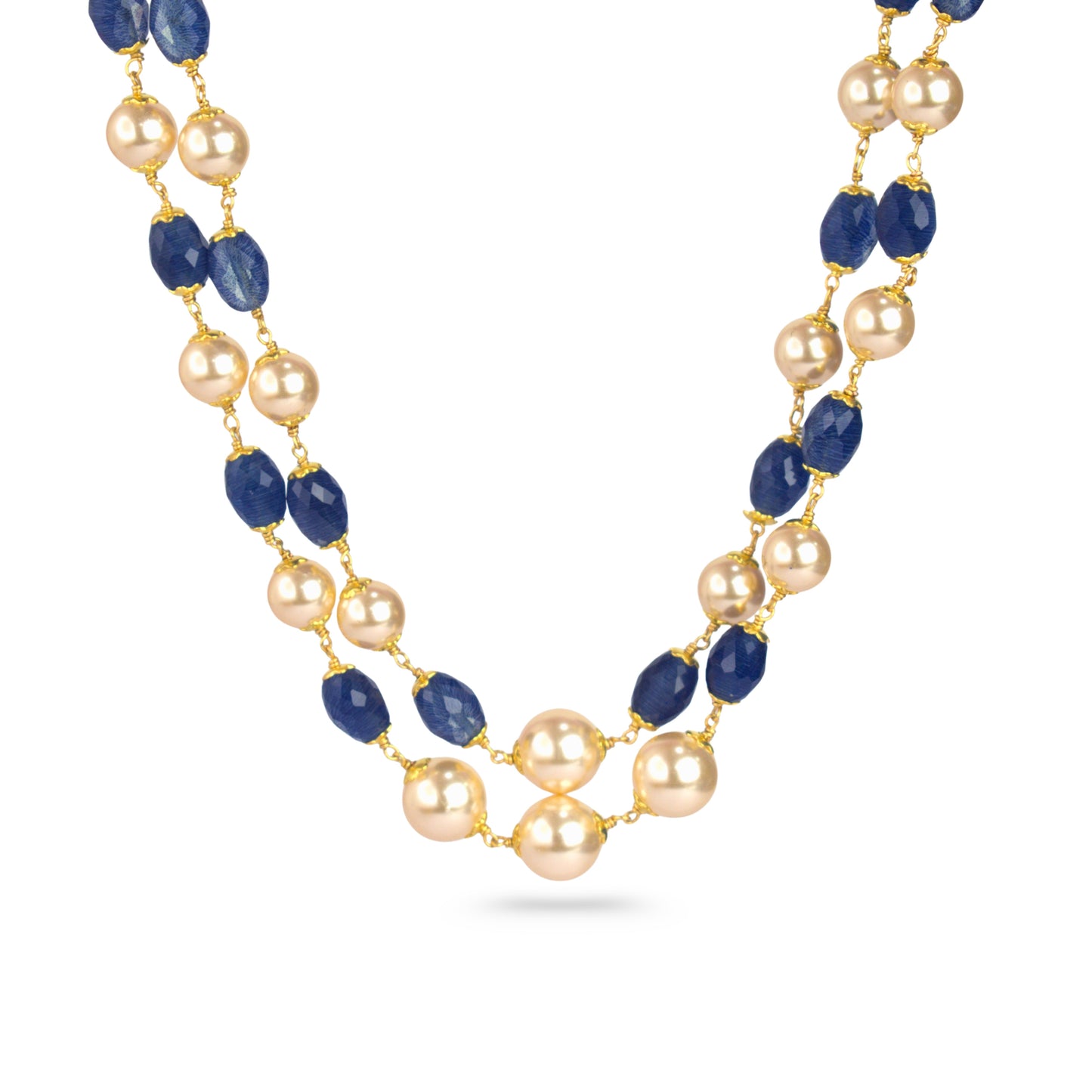 Two Layer Kattu Theega Handcrafted CZ Beaded Necklace